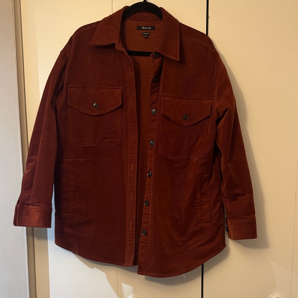Madewell Corduroy Twill Oversized Shirt Jacket Size Small Mahogany